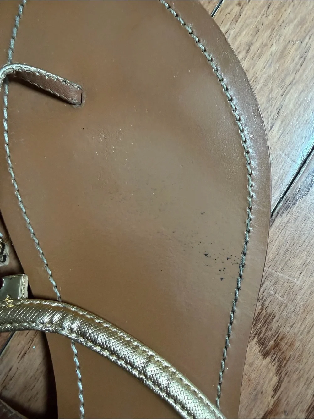 Tory Burch Metallic Gold Leather Miller Thong Sandal